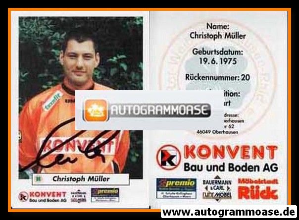 Autogramm Fussball | Rot-Weiss Oberhausen | 1998 | Christoph MÜLLER