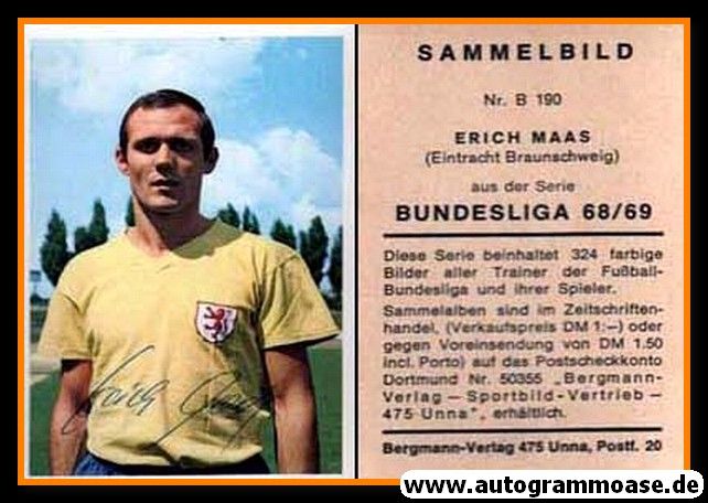 Autogramm Fussball | Eintracht Braunschweig | 1968 | Erich MAAS (Bergmann B190)