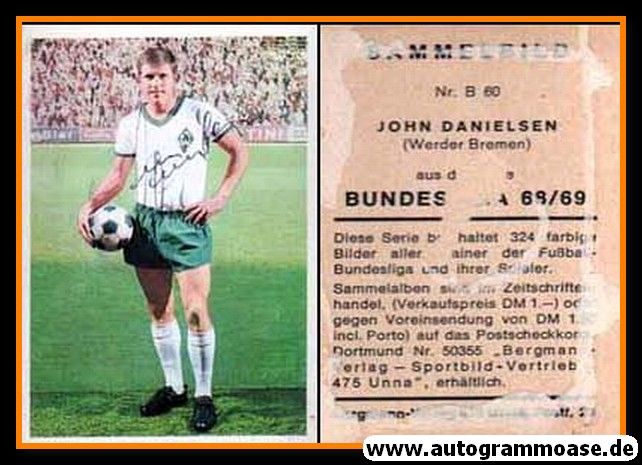 Autogramm Fussball | SV Werder Bremen | 1968 | John DANIELSEN (Bergmann B060)