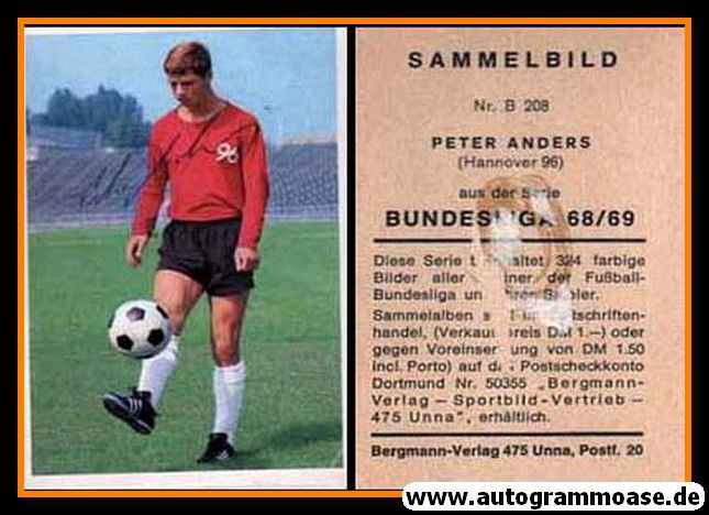 Autogramm Fussball | Hannover 96 | 1968 | Peter ANDERS (Bergmann B208)