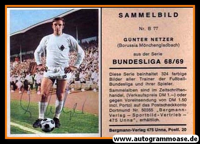 Autogramm Fussball | Borussia Mönchengladbach | 1968 | Günter NETZER (Bergmann B077)