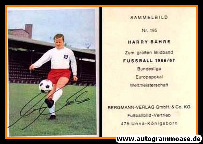 Autogramm Fussball | Hamburger SV | 1966 | Harry BÄHRE (Bergmann 195)