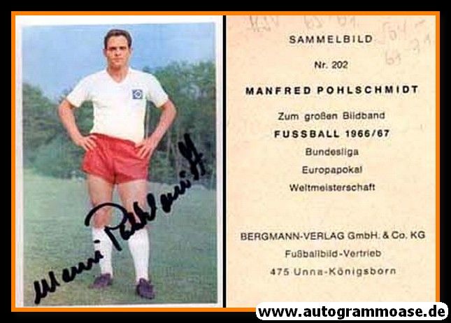 Autogramm Fussball | Hamburger SV | 1966 | Manfred POHLSCHMIDT (Bergmann 202)