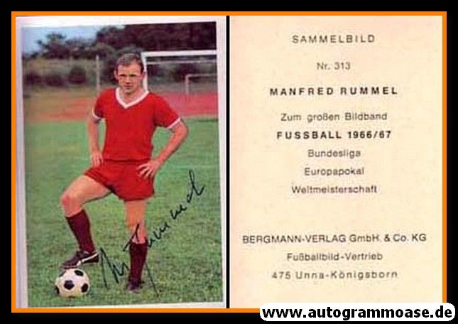 A 87228 Manfred Rummel 1 FC Kaiserslautern Bergmann SB 1966-67 Original Signier 