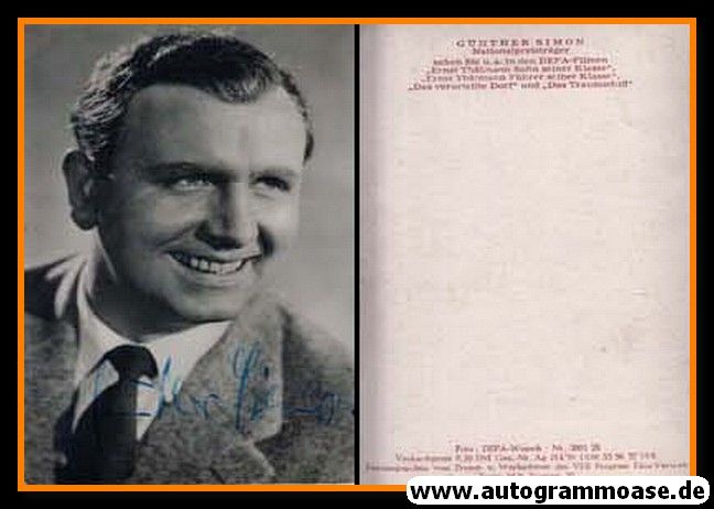 Autogramm Schauspieler | Günther SIMON | 1970er (Portrait SW DEFA)
