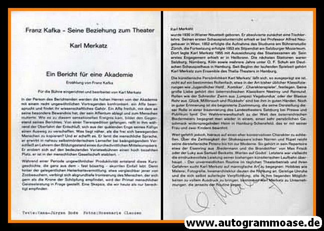 Autogramm Schauspieler | Karl MERKATZ | 1970er (Broschüre)