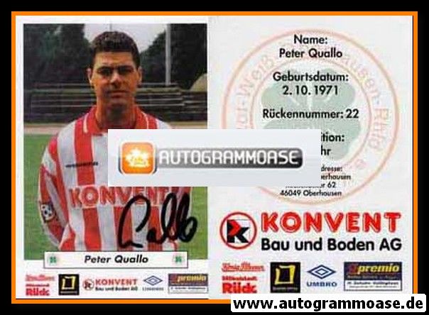 Autogramm Fussball | Rot-Weiss Oberhausen | 1999 | Peter QUALLO
