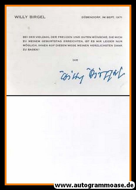 Autogramm Schauspieler | Willy BIRGEL | 1971 Druck (Danksagung)