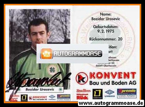 Autogramm Fussball | Rot-Weiss Oberhausen | 1999 | Bozidar UROSEVIC