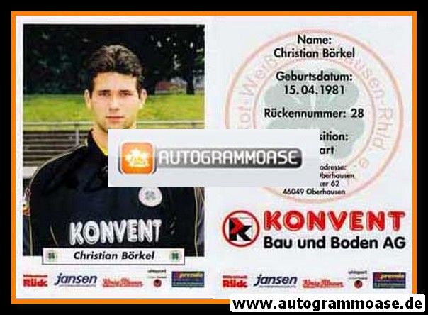 Autogramm Fussball | Rot-Weiss Oberhausen | 2000 | Christian BÖRKEL