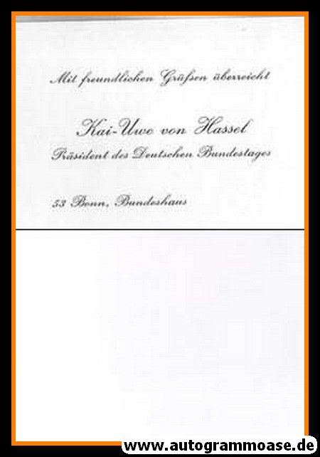 Autogramm Politik | CDU | Kai-Uwe VON HASSEL | 1960er (Portrait SW) 2 + Visitenkarte