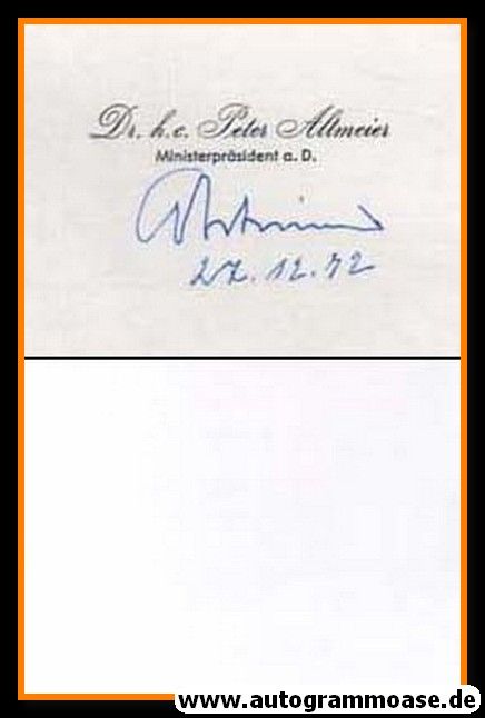 Autogramm Politik | CDU | Peter ALTMEIER | 1972 (Visitenkarte)