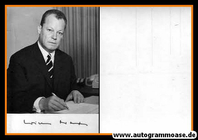 Autogramm Politik | SPD | Willy BRANDT | 1960er (Portrait SW) 3 + Visitenkarte