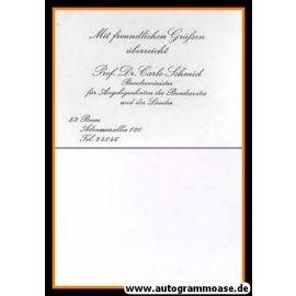 Autogramm Politik | SPD | Carlo SCHMID | 1960er (Portrait SW) 2 + Visitenkarte
