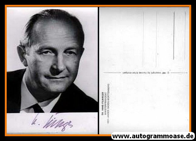 Autogramm Politik | CDU | Hans FILBINGER | 1960er (Portrait SW) 1