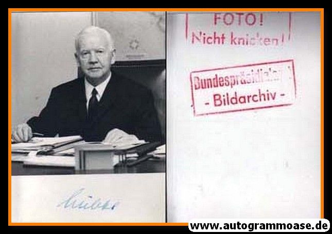Autogramm Politik | CDU | Heinrich LÜBKE | 1960er (Portrait SW) 2