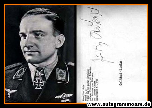Autogramm Militär | Hans-Ulrich RUDEL | 1950er (Portrait SW) Offizier