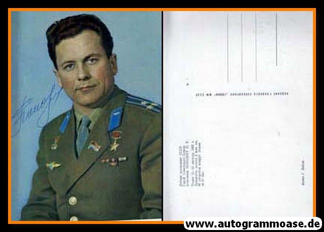 Autogramm Raumfahrt (UdSSR) | Pawel POPOWITSCH | 1960er (Portrait Color) 1
