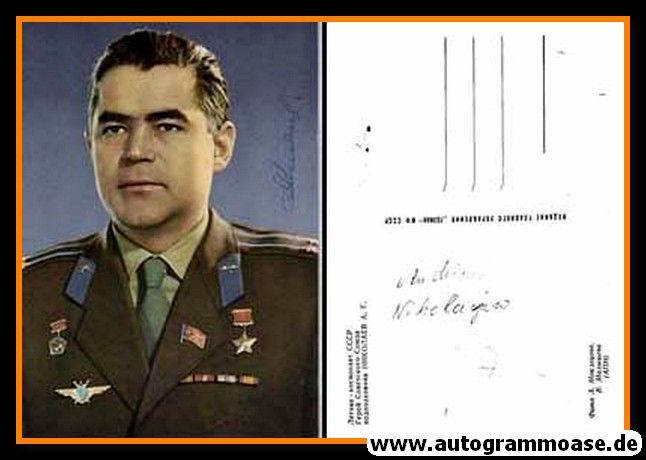 Autogramm Raumfahrt (UdSSR) | Andrijan NIKOLAJEW | 1960er (Portrait Color)
