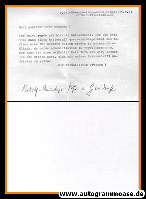 Autogramm Militär | Rudolf-Christoph VON GERSDORFF | 1971 (Brief) Generalmajor