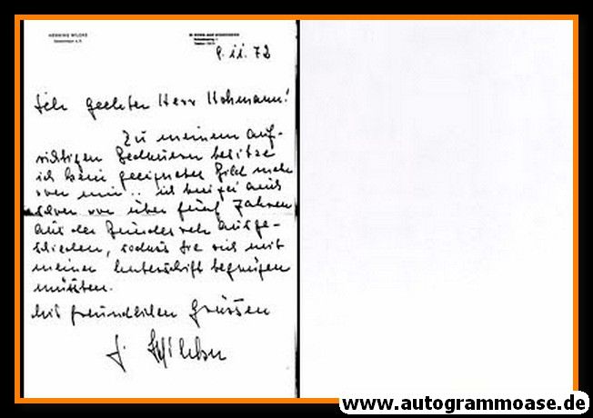 Autogramm Militär | Henning WILCKE | 1972 (Brief) Generalmajor