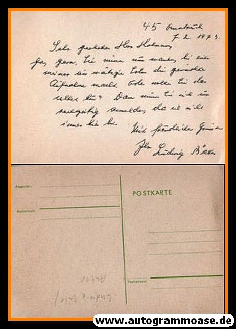 Autogramm Literatur | Ludwig BÄTE | 1973 (Postkarte)