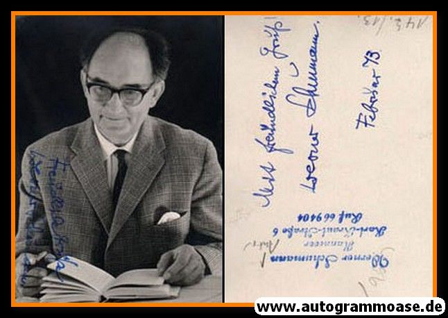 Autogramm Literatur | Werner SCHUMANN | 1970er (Portrait SW)