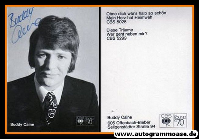 Autogramm Schlager | Buddy CAINE | 1971 "Diese Träume" (Portrait SW CBS)