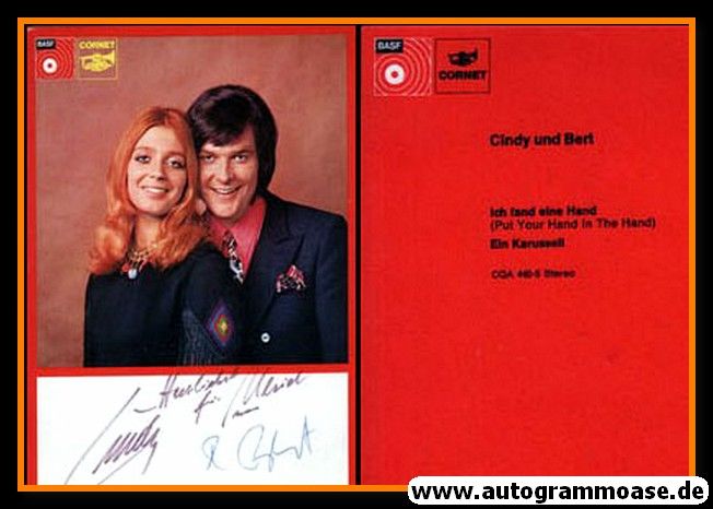 Autogramme Schlager | CINDY & BERT | 1971 "Ich Fand Eine Hand" (BASF)