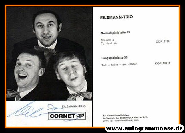 Autogramm Schlager | EILEMANN-TRIO | 1969 "Toll-Toller-Am Tollsten" (Cornet)