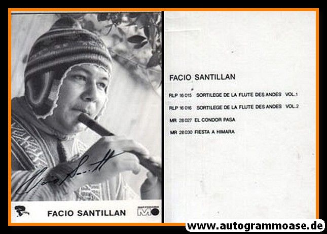 Autogramm Instrumental (Pan-Flöte) | Facio SANTILLAN | 1970er (Portrait SW) Metronome