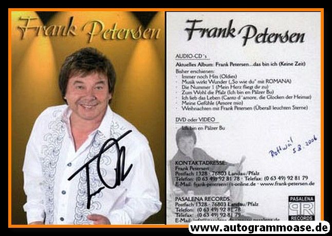 Autogramm Schlager | Frank PETERSEN | 2005 "Das Bin Ich" (Pasalena)