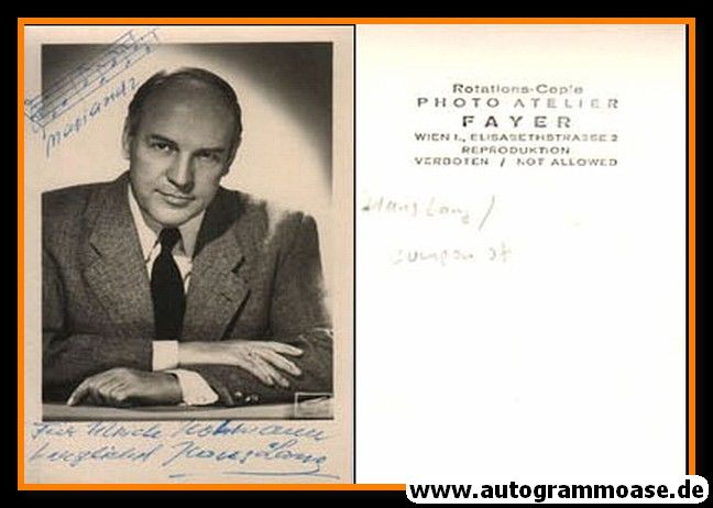 Autogramm Komponist | Hans LANG | 1960er (Portrait SW Fayer) + Notenzitat