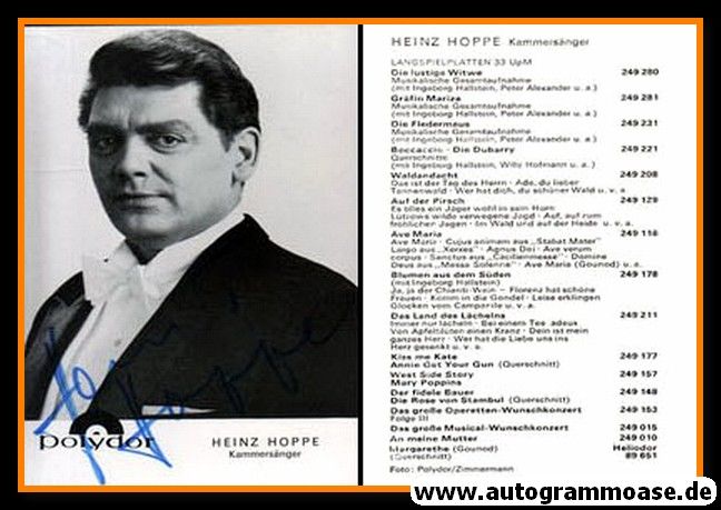 Autogramm Klassik | Heinz HOPPE | 1970er (Portrait SW) Polydor