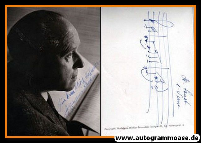 Autogramm Komponist | Hermann REUTTER | 1960er (Portrait SW) + Notenzitat