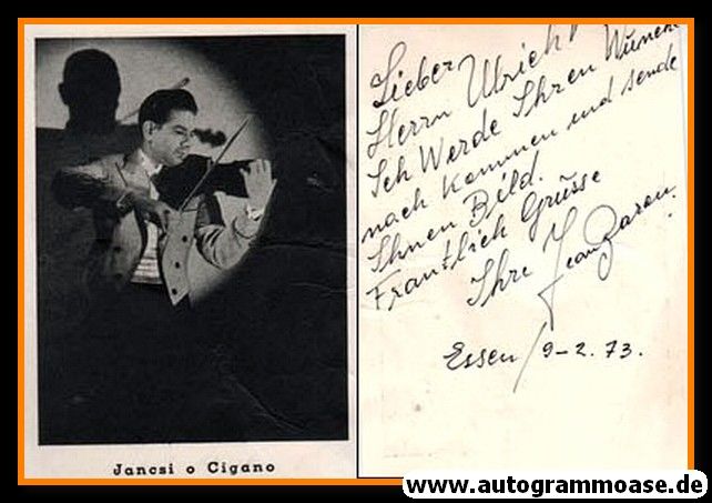 Autogramm Instrumental (Violine) | Jean GARAN (?) | 1970er (Portrait SW) Jancsi O Cigano