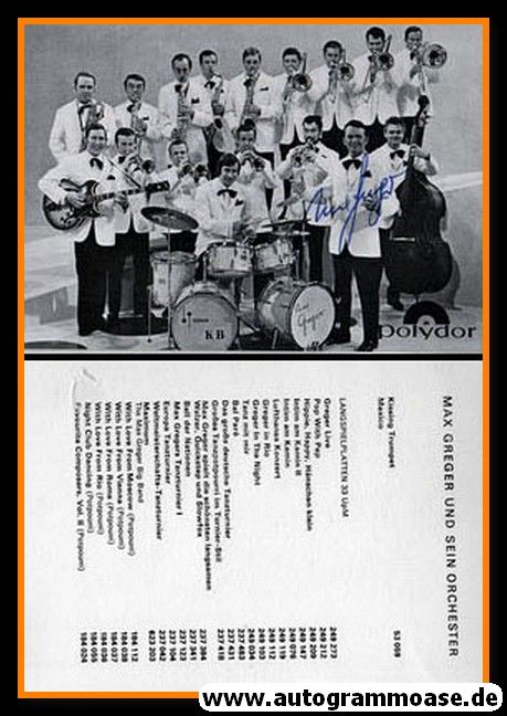 Autogramm Jazz | Max GREGER | 1968 "Kissing Trumpet" (Orchester SW Polydor)