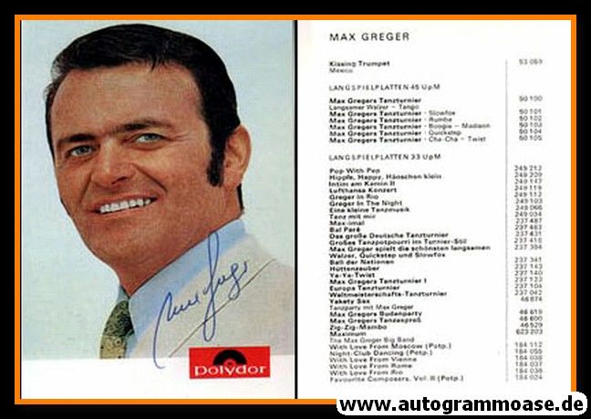 Autogramm Jazz | Max GREGER | 1968 "Kissing Trumpet" (Portrait Color Polydor)