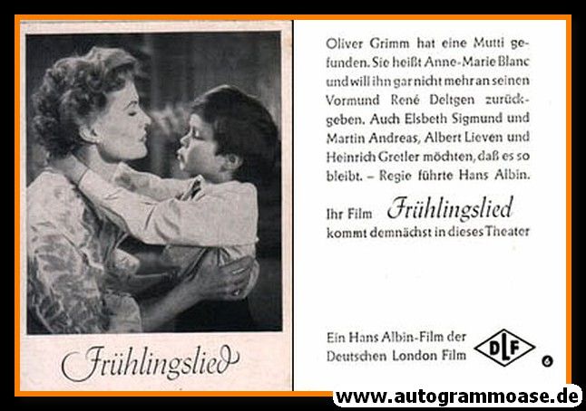 Filmpostkarte | Anne-Marie BLANC + Oliver GRIMM | 1954 "Frühlingslied" DLF