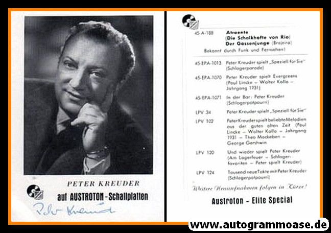 Autogramm Komponist | Peter KREUDER | 1960er (Portrait SW) Austroton