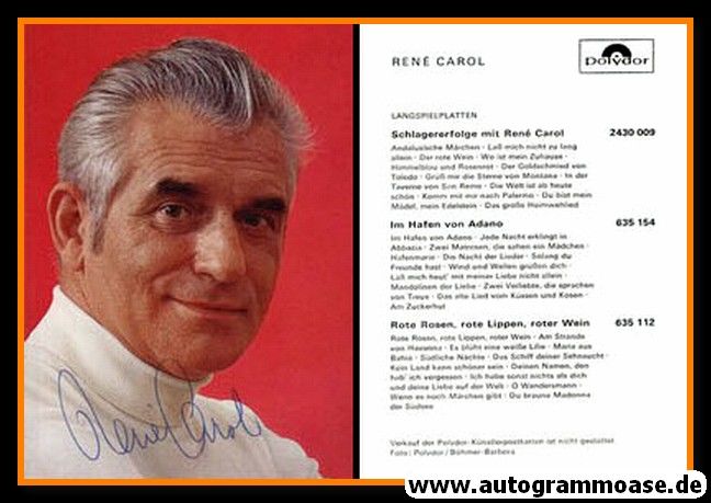 Autogramm Schlager | Rene CAROL | 1970er "Schlagererfolge" (Portrait SW Polydor)