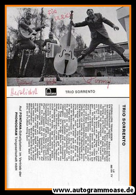 Autogramme Schlager | TRIO SORRENTO | 1970er (Portrait SW) Fontana