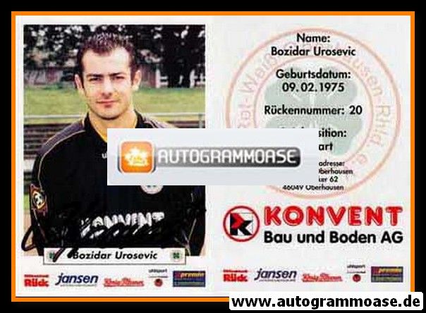 Autogramm Fussball | Rot-Weiss Oberhausen | 2000 | Bozidar UROSEVIC
