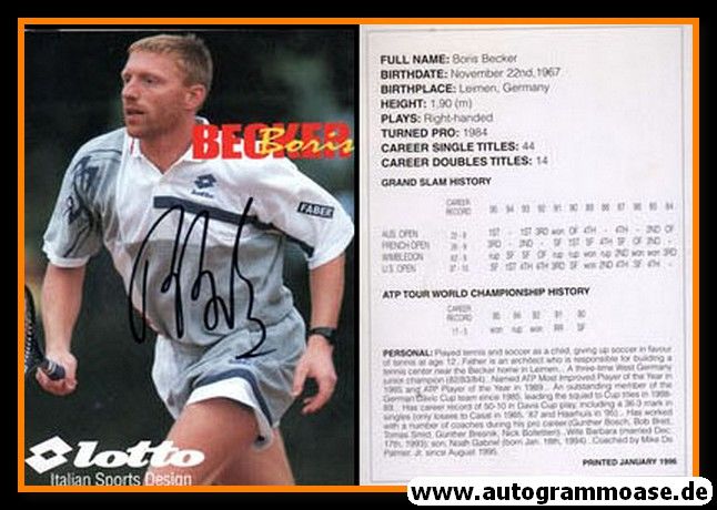 Autogramm Tennis | Boris BECKER | 1996 (Portrait Color) Lotto