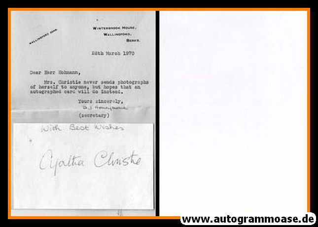 Autogramm Literatur | Agatha CHRISTIE | 1970 (Autograph + Brief)