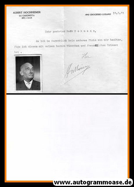 Autogramm Literatur | Albert HOCHHEIMER | 1973 (Foto + Brief)