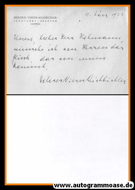Autogramm Literatur | Dolores VIESER | 1973 (Brief)