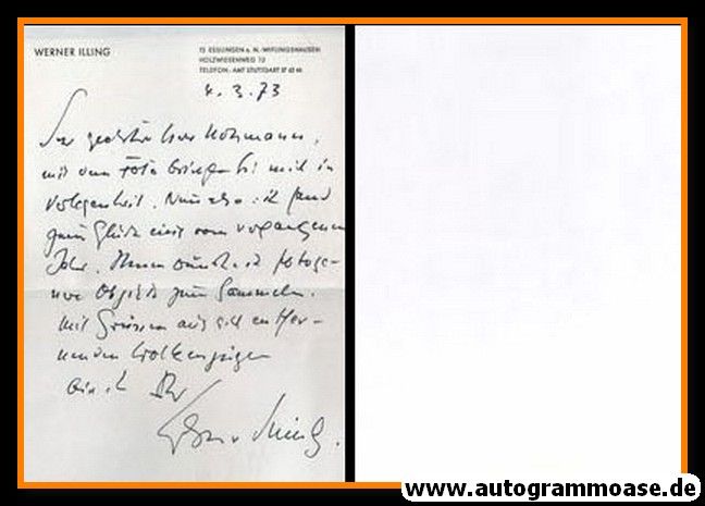 Autogramm Literatur | Werner ILLING | 1973 (Brief)