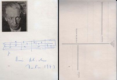 Autogramm Komponist | ??? Heinz Illich | 1970er (Portrait SW + Notenzitat) 2021-00010