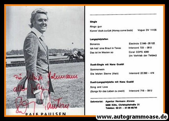 Autogramm Country | Ralf PAULSEN | 1970er (Portrait SW) Diskografie